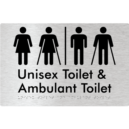 Braille Sign Unisex Toilet & Ambulant Toilet with Air Lock - Braille Tactile Signs Aust. - BTS404-AL-aliB - Custom Signs - Fast Shipping - High Quality - Australian Made & Owned