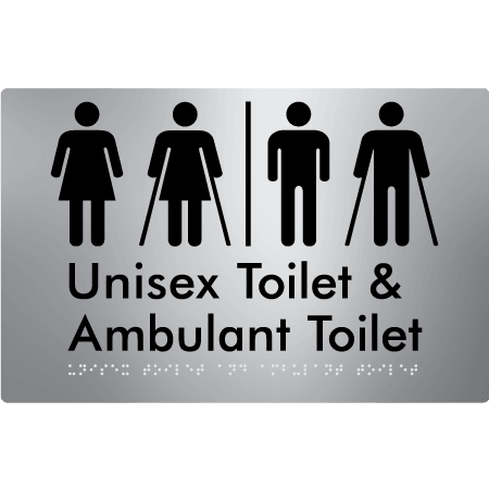 Braille Sign Unisex Toilet & Ambulant Toilet with Air Lock - Braille Tactile Signs Aust. - BTS404-AL-aliS - Custom Signs - Fast Shipping - High Quality - Australian Made & Owned