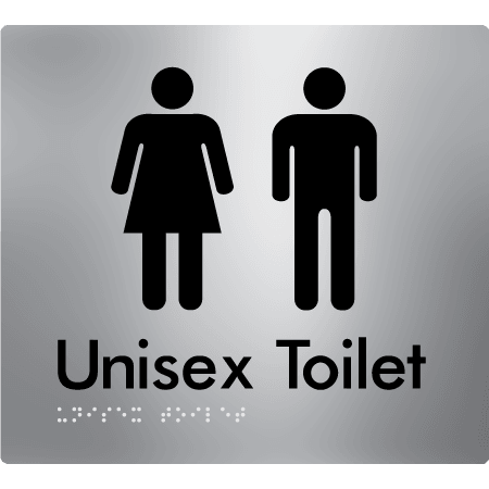 Braille Sign Unisex Toilet - Braille Tactile Signs Aust. - BTS03-aliS - Custom Signs - Fast Shipping - High Quality - Australian Made & Owned