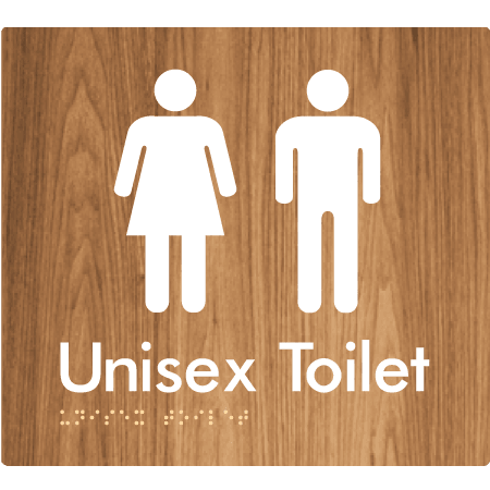 Braille Sign Unisex Toilet - Braille Tactile Signs Aust. - BTS03-wdg - Custom Signs - Fast Shipping - High Quality - Australian Made & Owned