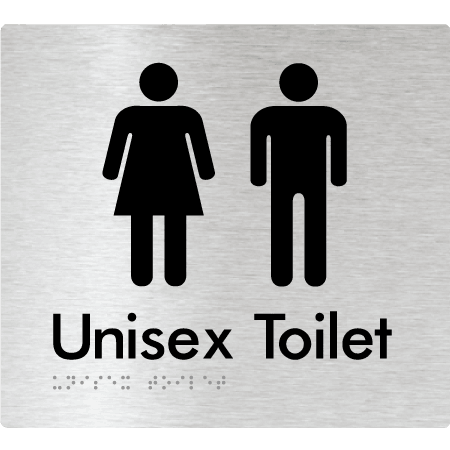Braille Sign Unisex Toilet - Braille Tactile Signs Aust. - BTS03-aliB - Custom Signs - Fast Shipping - High Quality - Australian Made & Owned