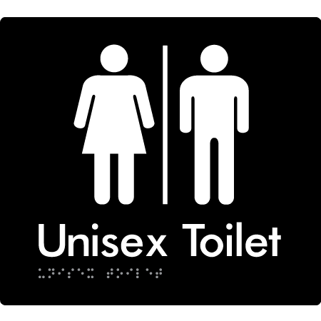 Braille Sign Unisex Toilet with Airlock - Braille Tactile Signs Aust. - BTS03-AL-blk - Custom Signs - Fast Shipping - High Quality - Australian Made & Owned