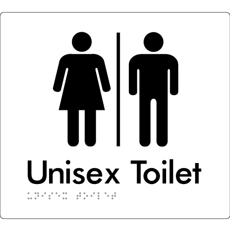Braille Sign Unisex Toilet with Airlock - Braille Tactile Signs Aust. - BTS03-AL-wht - Custom Signs - Fast Shipping - High Quality - Australian Made & Owned