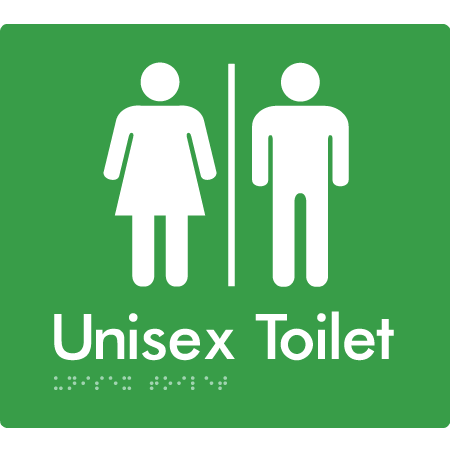 Braille Sign Unisex Toilet with Airlock - Braille Tactile Signs Aust. - BTS03-AL-grn - Custom Signs - Fast Shipping - High Quality - Australian Made & Owned