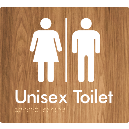 Braille Sign Unisex Toilet with Airlock - Braille Tactile Signs Aust. - BTS03-AL-wdg - Custom Signs - Fast Shipping - High Quality - Australian Made & Owned