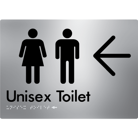 Braille Sign Unisex Toilet with Large Arrow - Braille Tactile Signs Aust. - BTS03->L-aliS - Custom Signs - Fast Shipping - High Quality - Australian Made & Owned
