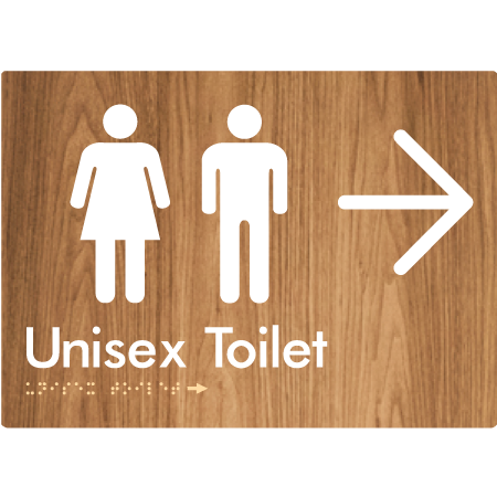 Braille Sign Unisex Toilet with Large Arrow - Braille Tactile Signs Aust. - BTS03->R-wdg - Custom Signs - Fast Shipping - High Quality - Australian Made & Owned