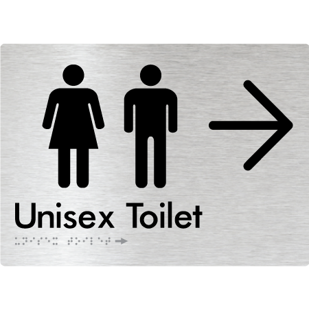 Braille Sign Unisex Toilet with Large Arrow - Braille Tactile Signs Aust. - BTS03->R-aliB - Custom Signs - Fast Shipping - High Quality - Australian Made & Owned