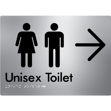 Braille Sign Unisex Toilet with Large Arrow - Braille Tactile Signs Aust. - BTS03->R-aliS - Custom Signs - Fast Shipping - High Quality - Australian Made & Owned