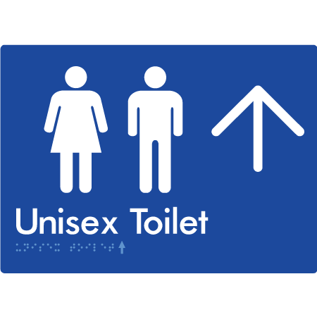 Braille Sign Unisex Toilet with Large Arrow - Braille Tactile Signs Aust. - BTS03->U-blu - Custom Signs - Fast Shipping - High Quality - Australian Made & Owned