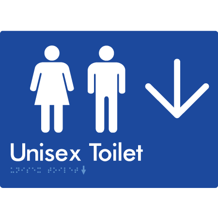 Braille Sign Unisex Toilet with Large Arrow - Braille Tactile Signs Aust. - BTS03->D-blu - Custom Signs - Fast Shipping - High Quality - Australian Made & Owned