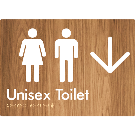 Braille Sign Unisex Toilet with Large Arrow - Braille Tactile Signs Aust. - BTS03->D-wdg - Custom Signs - Fast Shipping - High Quality - Australian Made & Owned