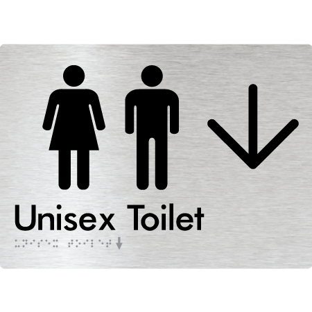 Braille Sign Unisex Toilet with Large Arrow - Braille Tactile Signs Aust. - BTS03->D-aliB - Custom Signs - Fast Shipping - High Quality - Australian Made & Owned