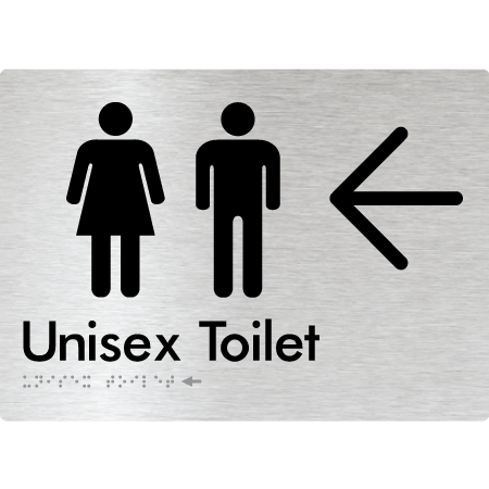 Braille Sign Unisex Toilet with Large Arrow - Braille Tactile Signs Aust. - BTS03->L-aliB - Custom Signs - Fast Shipping - High Quality - Australian Made & Owned