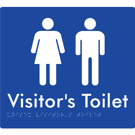 Braille Sign Unisex Visitor's Toilet - Braille Tactile Signs Aust. - BTS131-blu - Custom Signs - Fast Shipping - High Quality - Australian Made & Owned