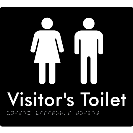 Braille Sign Unisex Visitor's Toilet - Braille Tactile Signs Aust. - BTS131-blk - Custom Signs - Fast Shipping - High Quality - Australian Made & Owned