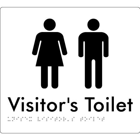 Braille Sign Unisex Visitor's Toilet - Braille Tactile Signs Aust. - BTS131-wht - Custom Signs - Fast Shipping - High Quality - Australian Made & Owned