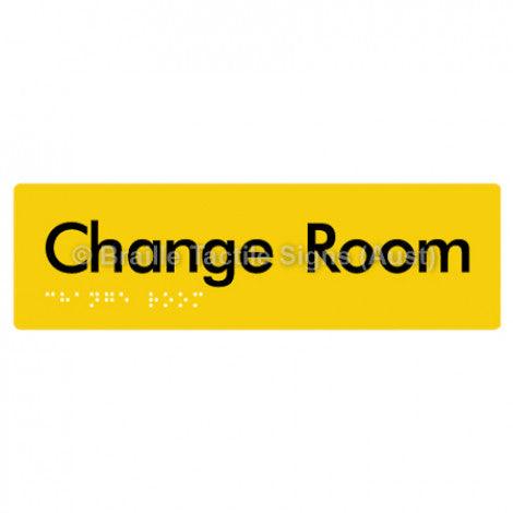 Braille Sign Change Room - Braille Tactile Signs (Aust) - BTS134-yel - Fully Custom Signs - Fast Shipping - High Quality - Australian Made &amp; Owned