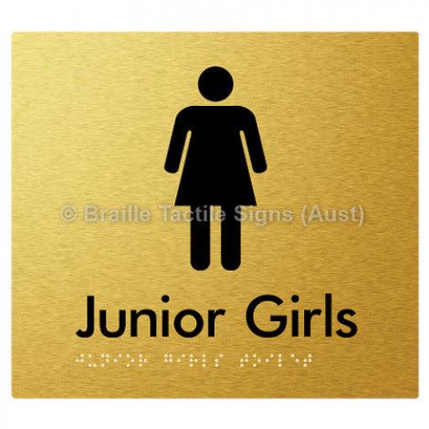 Braille Sign Junior Girls Toilet - Braille Tactile Signs (Aust) - BTS142-aliG - Fully Custom Signs - Fast Shipping - High Quality - Australian Made &amp; Owned