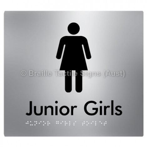 Braille Sign Junior Girls Toilet - Braille Tactile Signs (Aust) - BTS142-aliS - Fully Custom Signs - Fast Shipping - High Quality - Australian Made &amp; Owned