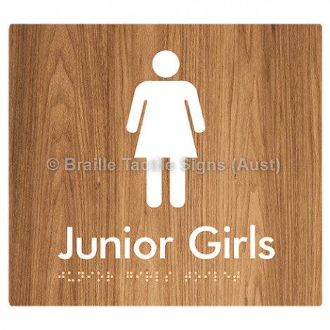 Braille Sign Junior Girls Toilet - Braille Tactile Signs (Aust) - BTS142-wdg - Fully Custom Signs - Fast Shipping - High Quality - Australian Made &amp; Owned