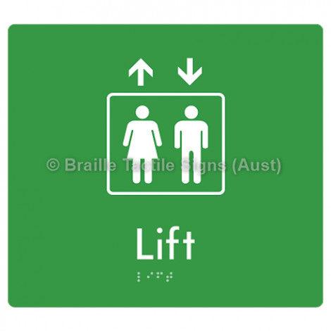Braille Sign Lift - Braille Tactile Signs (Aust) - BTS228-grn - Fully Custom Signs - Fast Shipping - High Quality - Australian Made & Owned