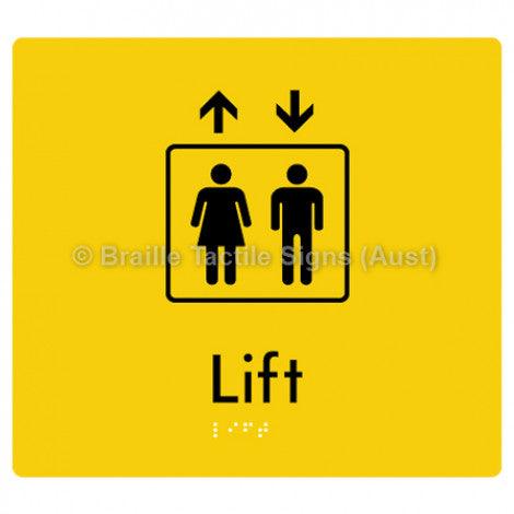 Braille Sign Lift - Braille Tactile Signs (Aust) - BTS228-yel - Fully Custom Signs - Fast Shipping - High Quality - Australian Made & Owned