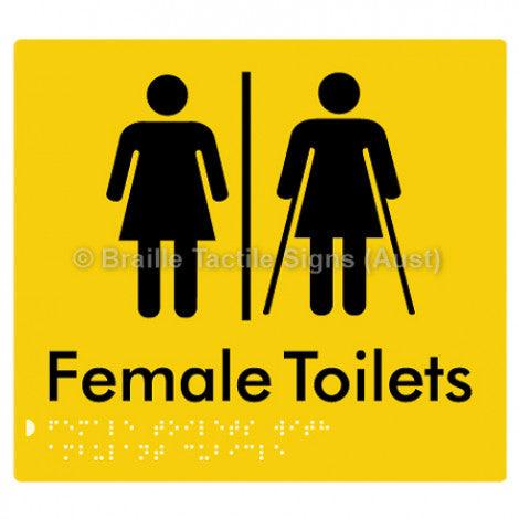 Braille Sign Female Toilets with Ambulant Cubicle w/ Air Lock - Braille Tactile Signs (Aust) - BTS235-AL-yel - Fully Custom Signs - Fast Shipping - High Quality - Australian Made &amp; Owned