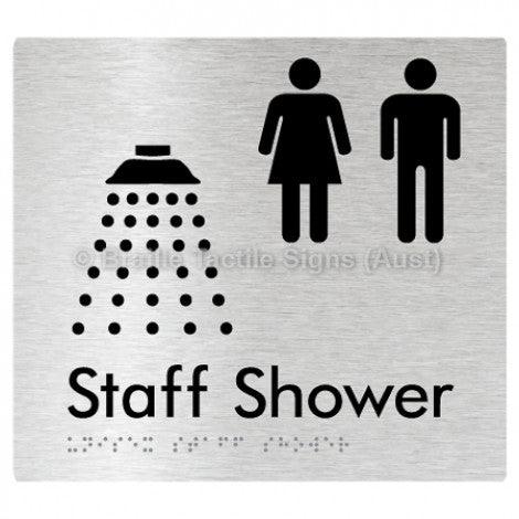 Braille Sign Unisex Staff Shower - Braille Tactile Signs (Aust) - BTS246-aliB - Fully Custom Signs - Fast Shipping - High Quality - Australian Made &amp; Owned