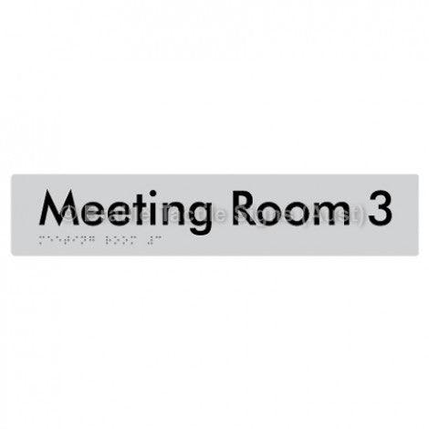 Braille Sign Meeting Room 3 - Braille Tactile Signs (Aust) - BTS249-03-slv - Fully Custom Signs - Fast Shipping - High Quality - Australian Made & Owned