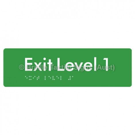 Braille Sign Exit Level 1 - Braille Tactile Signs (Aust) - BTS278-01-grn - Fully Custom Signs - Fast Shipping - High Quality - Australian Made &amp; Owned