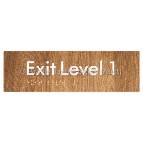 Braille Sign Exit Level 1 - Braille Tactile Signs (Aust) - BTS278-01-wdg - Fully Custom Signs - Fast Shipping - High Quality - Australian Made &amp; Owned