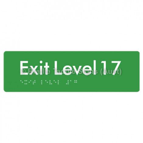 Braille Sign Exit Level 17 - Braille Tactile Signs (Aust) - BTS278-17-grn - Fully Custom Signs - Fast Shipping - High Quality - Australian Made & Owned