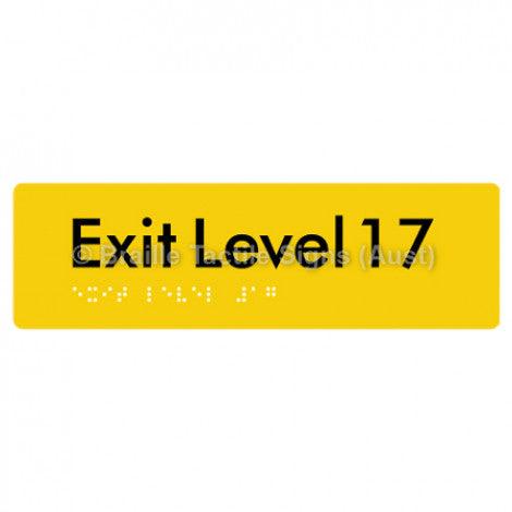 Braille Sign Exit Level 17 - Braille Tactile Signs (Aust) - BTS278-17-yel - Fully Custom Signs - Fast Shipping - High Quality - Australian Made & Owned