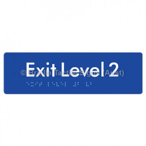 Braille Sign Exit Level 2 - Braille Tactile Signs (Aust) - BTS278-02-blu - Fully Custom Signs - Fast Shipping - High Quality - Australian Made & Owned
