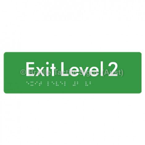 Braille Sign Exit Level 2 - Braille Tactile Signs (Aust) - BTS278-02-grn - Fully Custom Signs - Fast Shipping - High Quality - Australian Made & Owned