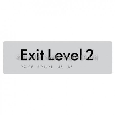 Braille Sign Exit Level 2 - Braille Tactile Signs (Aust) - BTS278-02-slv - Fully Custom Signs - Fast Shipping - High Quality - Australian Made & Owned