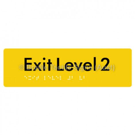 Braille Sign Exit Level 2 - Braille Tactile Signs (Aust) - BTS278-02-yel - Fully Custom Signs - Fast Shipping - High Quality - Australian Made & Owned