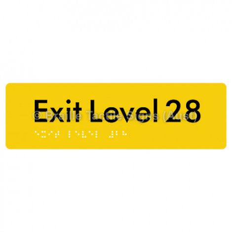 Braille Sign Exit Level 28 - Braille Tactile Signs (Aust) - BTS278-28-yel - Fully Custom Signs - Fast Shipping - High Quality - Australian Made & Owned
