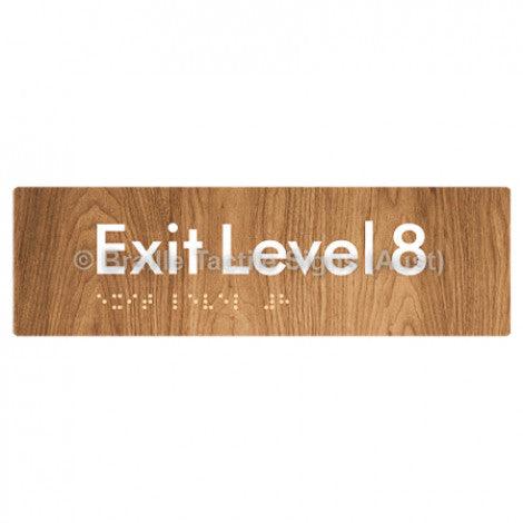 Braille Sign Exit Level 8 - Braille Tactile Signs (Aust) - BTS278-08-wdg - Fully Custom Signs - Fast Shipping - High Quality - Australian Made & Owned
