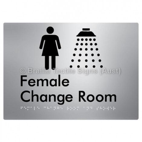 Braille Sign Female Change Room and Shower - Braille Tactile Signs (Aust) - BTS374-aliS - Fully Custom Signs - Fast Shipping - High Quality - Australian Made &amp; Owned