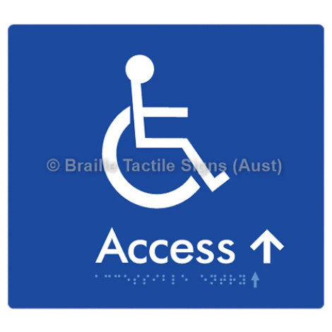 Braille Sign Accessible Entry w/ Small Arrow - Braille Tactile Signs (Aust) - BTS37->Us-blu - Fully Custom Signs - Fast Shipping - High Quality - Australian Made &amp; Owned