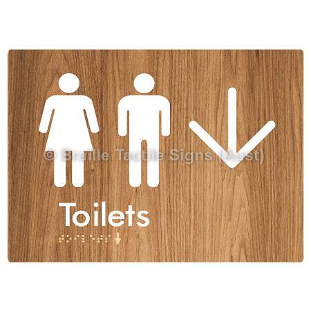 Braille Sign Toilets w/ Large Arrow: - Braille Tactile Signs (Aust) - BTS68->D-wdg - Fully Custom Signs - Fast Shipping - High Quality - Australian Made & Owned