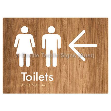 Braille Sign Toilets w/ Large Arrow: - Braille Tactile Signs (Aust) - BTS68->L-wdg - Fully Custom Signs - Fast Shipping - High Quality - Australian Made & Owned