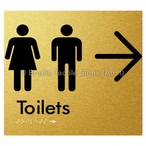 Braille Sign Toilets w/ Large Arrow: - Braille Tactile Signs (Aust) - BTS68->L-blu - Fully Custom Signs - Fast Shipping - High Quality - Australian Made & Owned