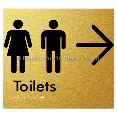 Braille Sign Toilets w/ Large Arrow: - Braille Tactile Signs (Aust) - BTS68->R-aliG - Fully Custom Signs - Fast Shipping - High Quality - Australian Made & Owned