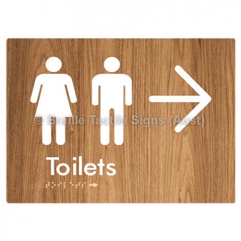 Braille Sign Toilets w/ Large Arrow: - Braille Tactile Signs (Aust) - BTS68->L-blu - Fully Custom Signs - Fast Shipping - High Quality - Australian Made & Owned