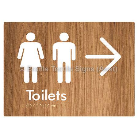 Braille Sign Toilets w/ Large Arrow: - Braille Tactile Signs (Aust) - BTS68->R-wdg - Fully Custom Signs - Fast Shipping - High Quality - Australian Made & Owned