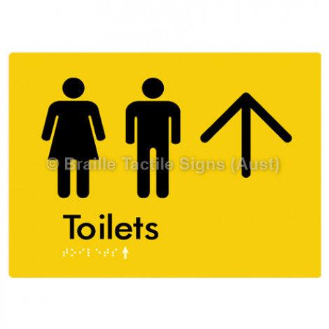 Braille Sign Toilets w/ Large Arrow: - Braille Tactile Signs (Aust) - BTS68->L-blu - Fully Custom Signs - Fast Shipping - High Quality - Australian Made & Owned