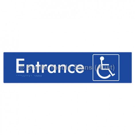 Braille Sign Accessible Entry - Braille Tactile Signs Aust. - BTS59-blu - Custom Signs - Fast Shipping - High Quality - Australian Made & Owned